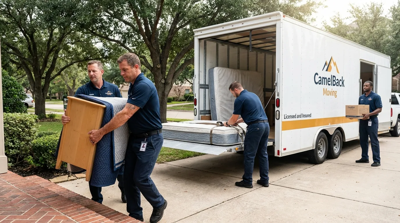 Crew loading residential truck for cross-state move from Ashtabula, OH